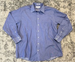Vintage Burberrys London Mens 34/17 Blue Check Dress Shirt Work French Cuff USA - £19.77 GBP