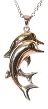 HW Collection Dual Dolphins Jumping Goldtone and Silvertone Pendant Necklace, 16 - £7.82 GBP