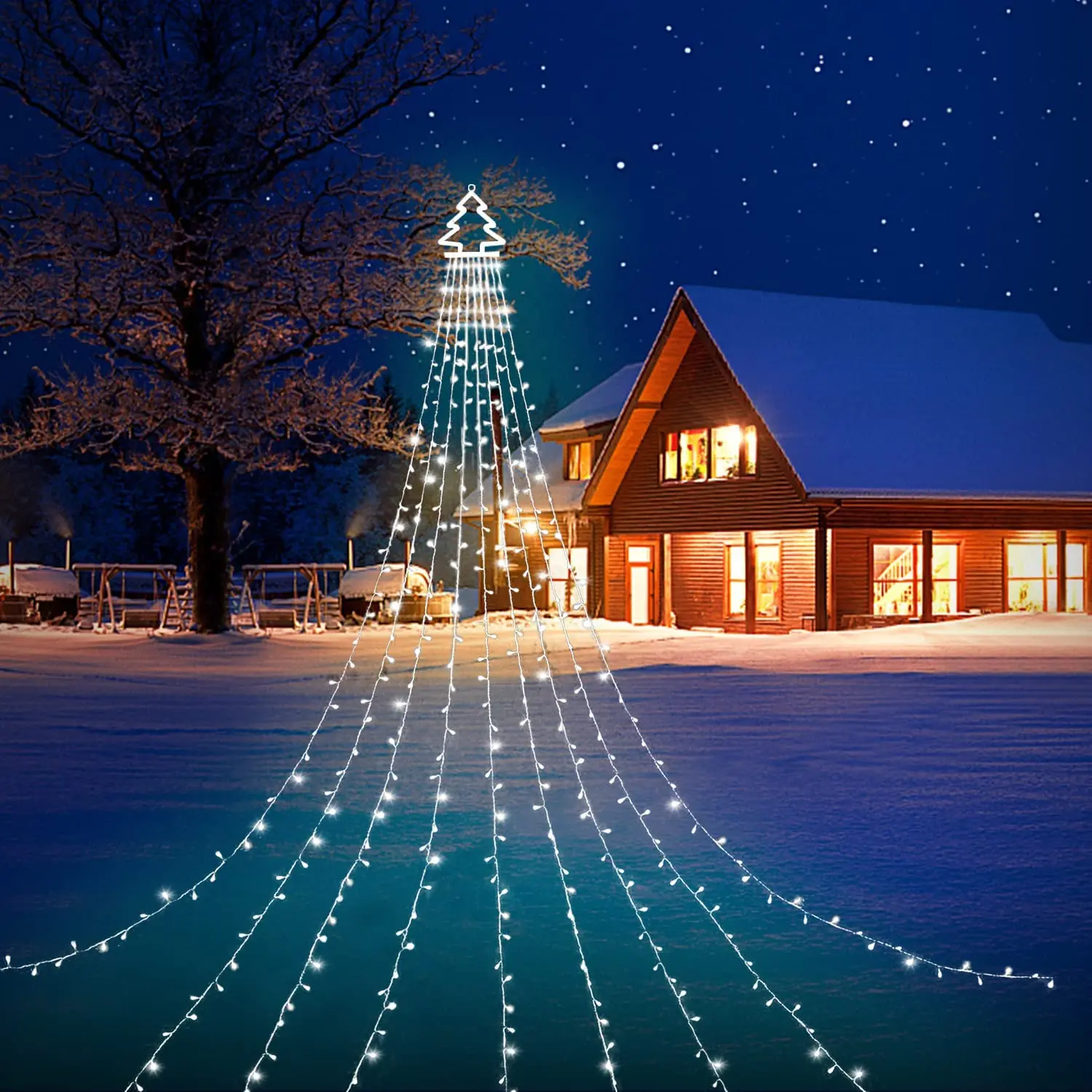 Outdoor Christmas Tree Lights Waterproof Solar  String Lights Gar Christmas Deco - £92.78 GBP