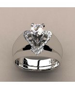 14K Silver Plated Crystal White Luxury Vintage Bridal Women Heart Ring S... - £15.70 GBP