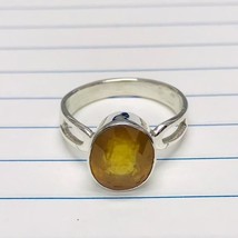 7ct Oval Cut Natural yellow Sapphire 14K White Gold Plated Ring for Man &amp; Woman - £94.16 GBP