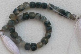 8 inch faceted cube beads of jungle opal, 6--7 mm, natural beads, natural gemsto - £25.07 GBP