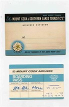 Mount Cook &amp; Southern Lakes Airline Ticket &amp; Boarding Pass 1970 New Zealand - £21.81 GBP