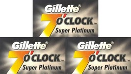30 Gillette 7 o&#39; Clock Super Platinum double edge razor blades - £7.86 GBP