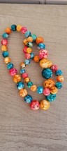 Vintage Rainbow Beaded Necklace Hong Kong 24&quot; - £7.00 GBP
