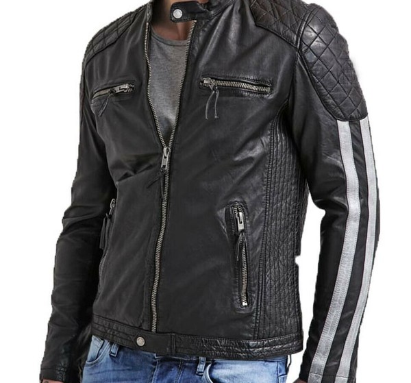 Primary image for Mens Leather Jacket Stylish Slimfit Genuine Lambskin Motorcycle Bomber Biker