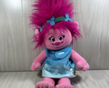 Build-a-Bear Workshop Trolls Poppy 26&quot; pink plush doll blue dress singing - £16.34 GBP