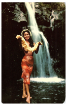 The Hula Lei Perfume Girl Waterfall Hawaii Postcard - £6.92 GBP