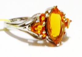 Orange Mexican Fire Opal, Marquise, Pear &amp; Round Ring, Silver, Size 5, 1.20(Tcw) - £71.92 GBP