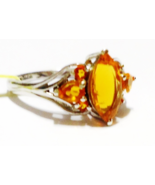 ORANGE MEXICAN FIRE OPAL, MARQUISE, PEAR &amp; ROUND RING, SILVER, SIZE 5, 1... - $89.99