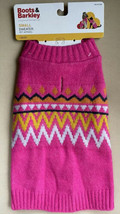 Boots &amp; Barkley Thick Knit Pet / Dog Sweater Size Sm Fuschia (pink) &amp; Or... - £15.73 GBP