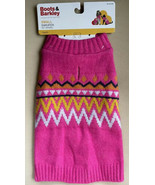 Boots &amp; Barkley Thick Knit Pet / Dog Sweater Size Sm Fuschia (pink) &amp; Or... - £15.62 GBP