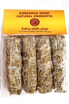 Removes Negativity Indian White Sage 4 Bundles Smudging Sticks (6 Inches) - £38.92 GBP