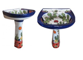 Mexican Talavera Pedestal Sink Handcrafted Ceramic - Ranchero - - $899.00