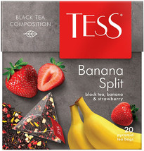 TESS BANANA SPLIT 20 Pyramid Tea Bags BANANA AND STRAWBERRY BLACK TEA - $6.92