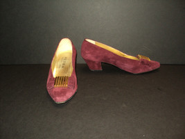 Petra Florence Italy Pumps Size 6.5 M Burgundy Wine Suede Shoes Heels - £34.47 GBP