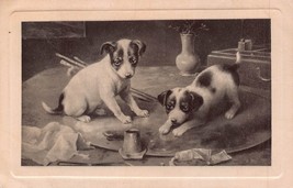 Maliziosa Terrier Cuccioli Su Artista Pallete ~1912 Timbro Postale British - £8.08 GBP