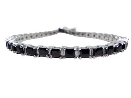 Black Onyx Tennis Bracelet Sterling Silver Onyx Tennis Bracelet 925 Silver - £84.80 GBP+