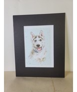 Husky Puppy Print of Watercolor by Hannah Dale Matted 8 x 10 Inch - £11.73 GBP