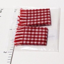 Check Kitchen Towel Pr Red &amp; White Serendipity Dollhouse Miniature - £2.21 GBP