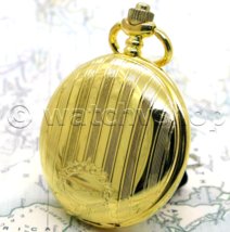 Pocket Watch Gold Color Men Gift 48 MM with Arabic Numbers Curb Link Cha... - $20.49