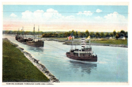 Towing Barges Through Cape Cod Canal Massachusetts Postcard - £5.37 GBP
