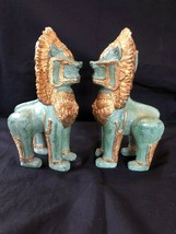 Pair of Thai Singha Guardian Lions in Bronze, partial Gilded.  Fine details - £313.97 GBP
