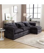 Modern L-Shape Chenille Sectional Sofa | Movable Pedals | Detachable Arms - $16,319.34 MXN