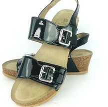 White Mountain Marquel  9 M Wedge Sandal Black Patent Strap Shoe Buckle  - £39.95 GBP