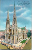 Aerial View St. Patrick&#39;s Cathedral New York Postcard 1953 - $7.87