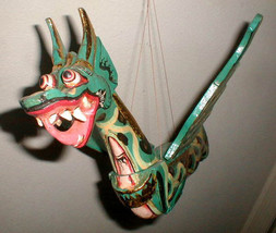 Dragon Flying Hanging  Large 16&quot; made in Bali wood GREEN  Naga - $85.00