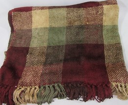 Pottery Barn Check Plaid Multicolor Chenille Fringed Throw Blanket - £66.95 GBP