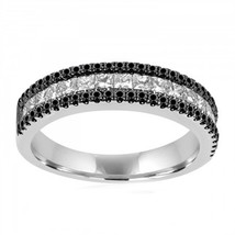 1.20 Karat Prinzessin Diamant 3-Row Ewigkeit Ehering 14K Weiß Vergoldet - £88.62 GBP