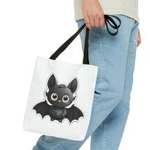 Cartoon Animal Tote Bag with Black Bat Design - Durable Polyester - Multiple Siz - $21.63+