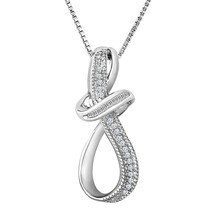 0.20CT Moissanit Unendlichkeit Tropfen Anhänger Kette 14K Weiß Vergoldet Silber - £53.77 GBP