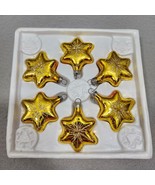 Christmas Trimmings Hand Decorated 3&quot; Gold Star Glass Ornaments 6 Count ... - $35.02 CAD