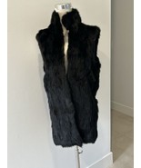 WOMEN&#39;S UNIQUE GENUINE DYED BLACK REAL RABBIT FUR VEST COAT - $1,872.05 MXN