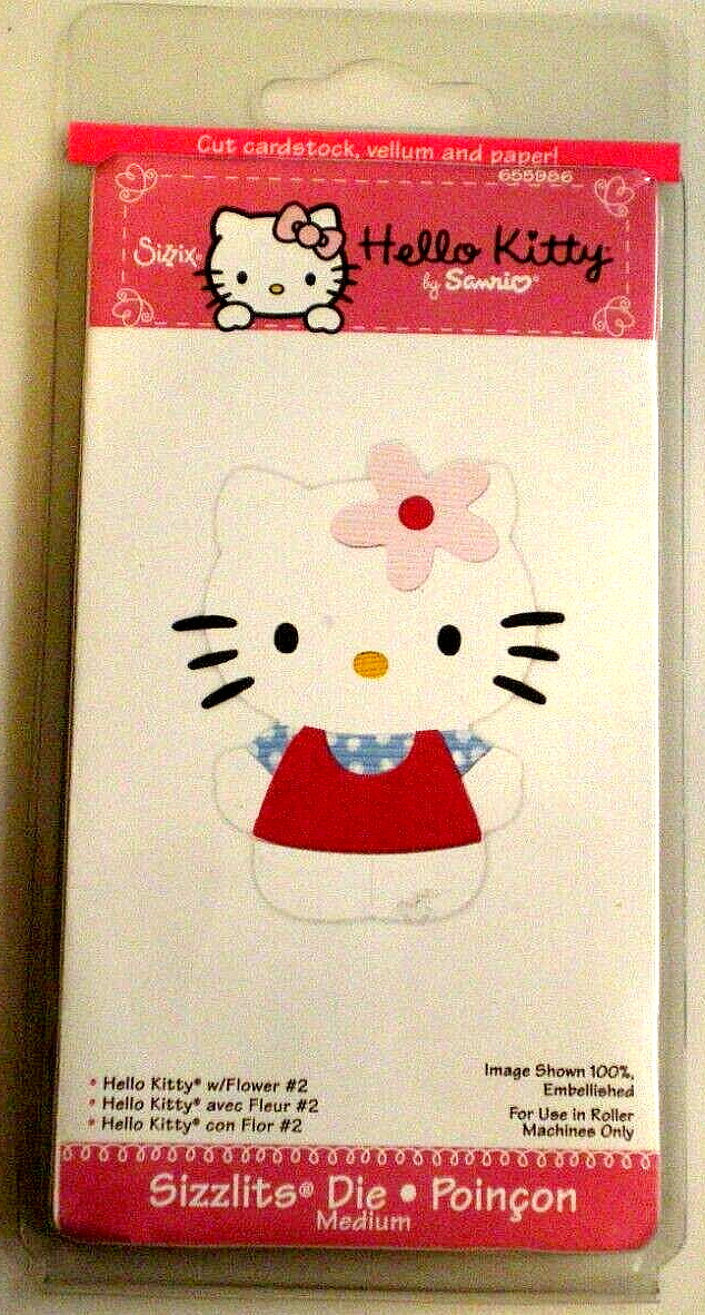 SIZZIX Sizzlits Sanrio HELLO KITTY (655986 w/Flower #2) Medium Size CUTTING DIE - $21.98