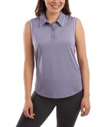 Elle Sport Womens Top Polo Blue Sleeveless Active Collared Neck Lightweight - $38.99
