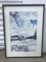 Vera Gilbert Original Signed Watercolor Painting Snowy Road Wintertime Framed - £78.34 GBP
