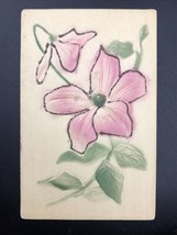 Floral Vintage Postcard Antique Flower Embossed Glittered Pink - £7.95 GBP