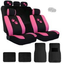 For Jeep New Car Seat Covers Front and Rear with Pink Paws Logo and Mats - £42.46 GBP