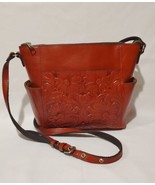 Patricia Nash Tooled Leather Crossbody Handbag Purse Aveley Fox Rust Color - £86.03 GBP