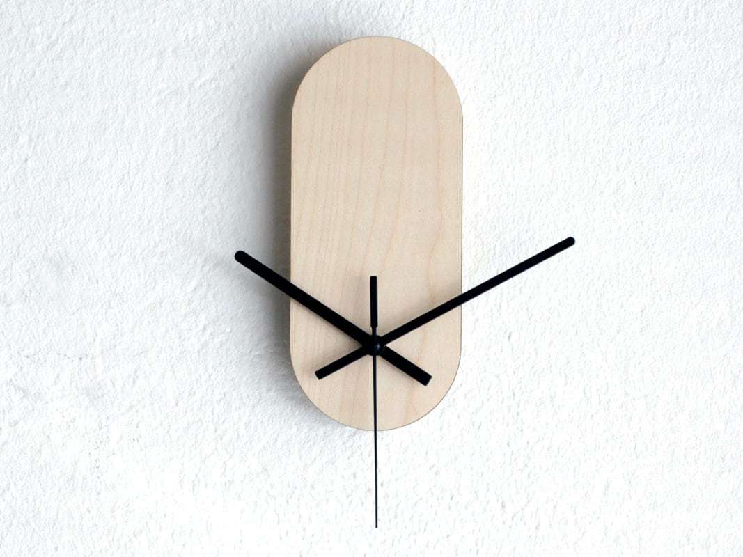Minimalist Quiet Birch Wall Clock, Small Wooden Design with Second Hand,... - $24.00