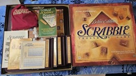 Scrabble Deluxe Edition Turntable Crossword Game 1999 Hasbro Wood Tiles Complete - £19.33 GBP