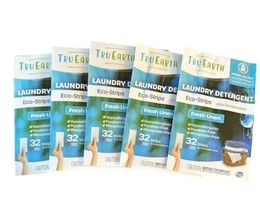 5 Tru Earth Eco-Strips Fresh Linen Laundry Detergent 32 Strips Each DAMAGED - £38.32 GBP