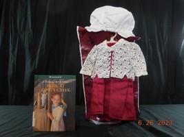 American Girl Felicity School Outfit Red Skirt Floral Top White Mob Cap + Book + - $87.14