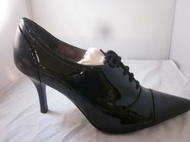 Ann Taylor Cannes Pointy Toe Oxford Size 7.5 Black Patent Leather Brand New - £81.18 GBP