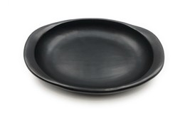 Dinner Plate Oval Serving Dish with handles Length 11&quot; Black Clay 100% H... - £35.65 GBP