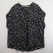 Torrid Shirt Womens 3XL Tunic Pullover Black Polka Dot Blouse 1/4 Zip V ... - $19.79